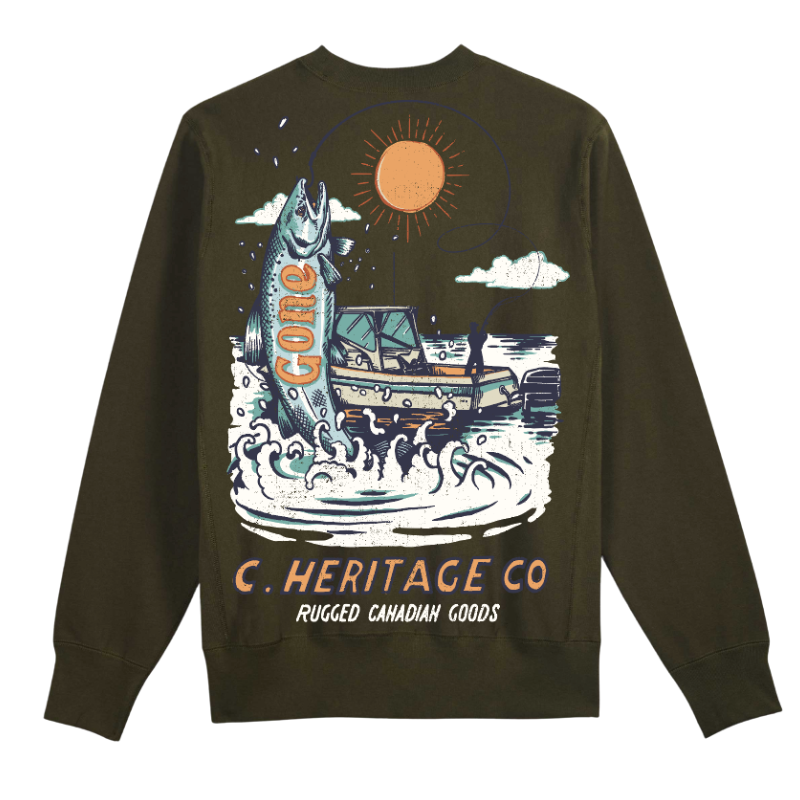 C Heritage Co. gone. Fishing Camp Crewneck Sweater